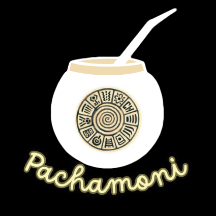Logo de Pachamoni représentant une calebasse maté avec l'emblème de Pachamama