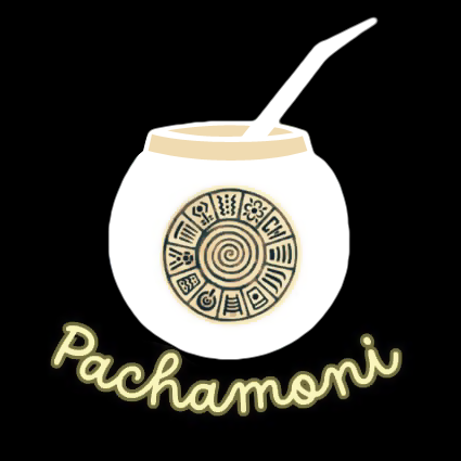 Logo de Pachamoni représentant une calebasse maté avec l'emblème de Pachamama